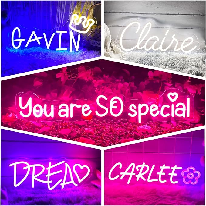 Custom Neon Sign for Wall Decor, Neon Sign Customizable Personalized LED Neon Name Sign Bedroom Decor Dimmable Neon Light Sign for Teen Room Wedding Birthday Party Bar Business Logo Signs