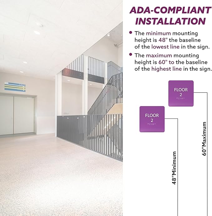 Burgundy ADA Floor 2 Sign with Braille – Made from Durable Acrylic and Ready to Mount