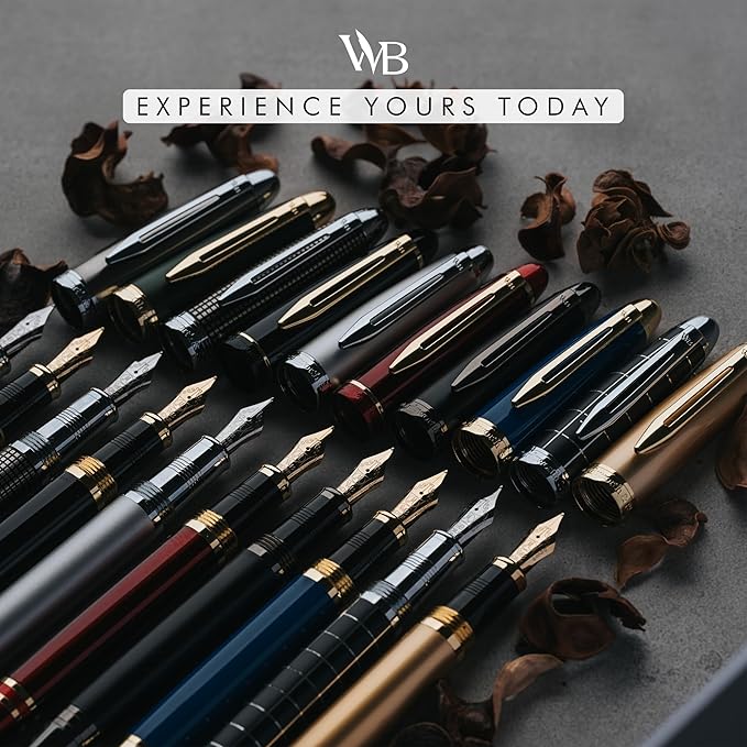 Wordsworth & Black Majesti Fountain Pen-(Black) Luxury Case, 24K Gold Finish; 18K Gilded Extra Fine Nib- Ink Cartridges, Refillable Ink Converter-Calligraphy Pen-Best Business Gift Set for Men & Women