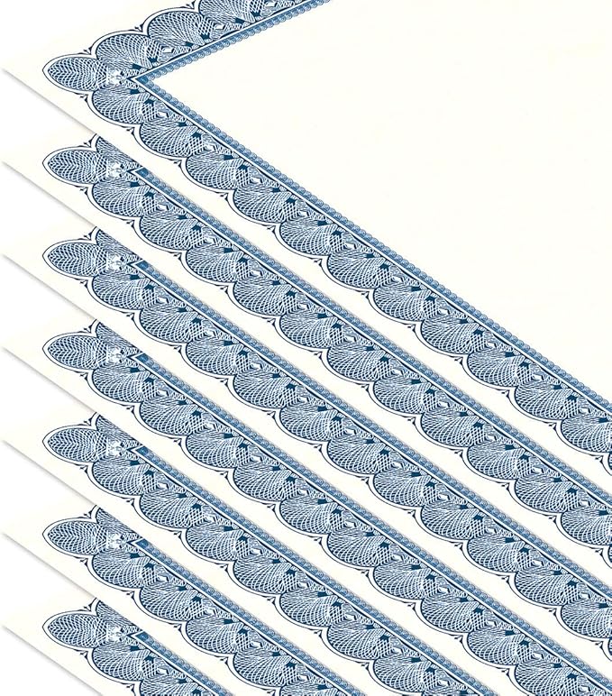 Elite Blue & White Parchment Certificate Papers - Pack of 25, Laser & Inkjet Printer Compatible, for Office, Business Awards, Graduation, School Diplomas, 8-1/2" x 11" on 60 lb.Text Stock
