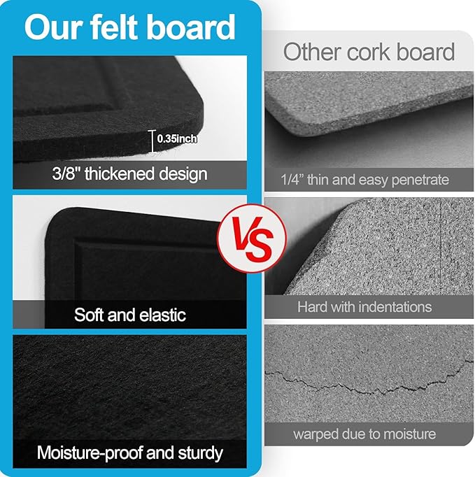 Large Felt Bulletin Board for Wall, 48"x36" Frameless Picture Board, Soft Felt Cork Board for Office, Home Planning & Office Wall Decor, Easy Install Pin Board