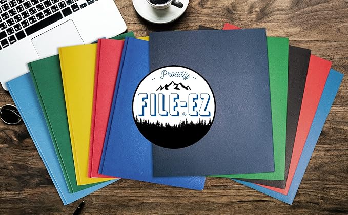 FILE-EZ Two-Pocket Folders, Assorted Colors, 125-Pack, Textured Paper, Letter Size (EZ-32400)