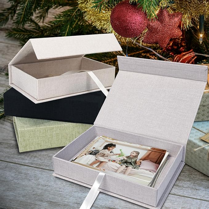 Sprsthai 8x10 Archival Photo Storage Box with Lid – Stackable Memory Keepsake Organizer for Photos, Certificates, Jewelry & Scrapbooking Supplies Grass Green