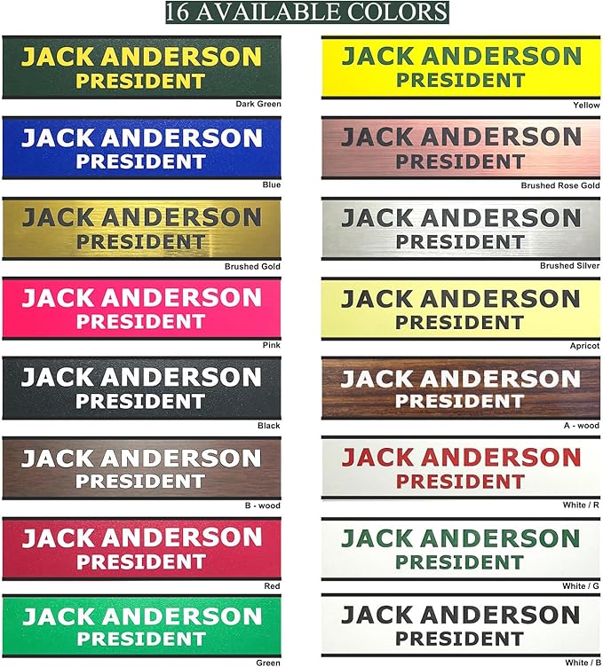2" x 10" Custom Engraved Name Plate Personalized Office Nameplates with Wall or Desk Aluminum Holder