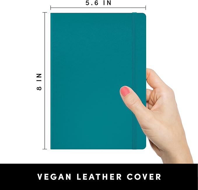 PAPERAGE Blank Journal Notebook, (Turquoise), 160 Pages, Medium 5.6 in x 8 in - 100 GSM Thick Paper – Hardcover Journaling Notebook for Work, School, Note Taking or Sketching