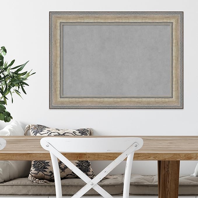 Amanti Art Silver Framed Magnetic Board 21x29 Medium Vision Board for use with Magnets, 100% Metal Sheet to Display Items as Office Decor or for Home Organization in mudroom, Kitchen or Kids Room