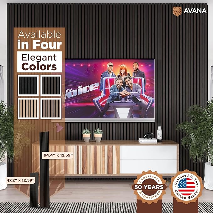 Avana Modern Acoustic Wood Wall Panels – 94.4 x 12.6 Inch Smoke Oak Acoustic Panels 1 PC – Wall Panels For Interior Wall Decor For Homes, Offices, Studios – Sturdy & Durable Wood Panels For Wall