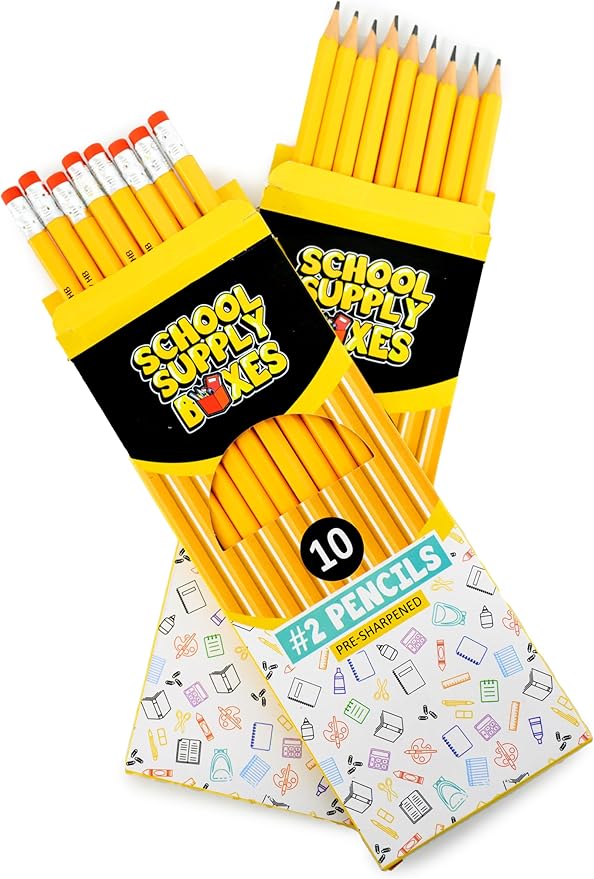 School Supply Boxes | 10 ct. Wooden Pencil Pack | 24 Packs | Pre-Sharpened No. 2 Wooden Pencils | 240 Total Pencils
