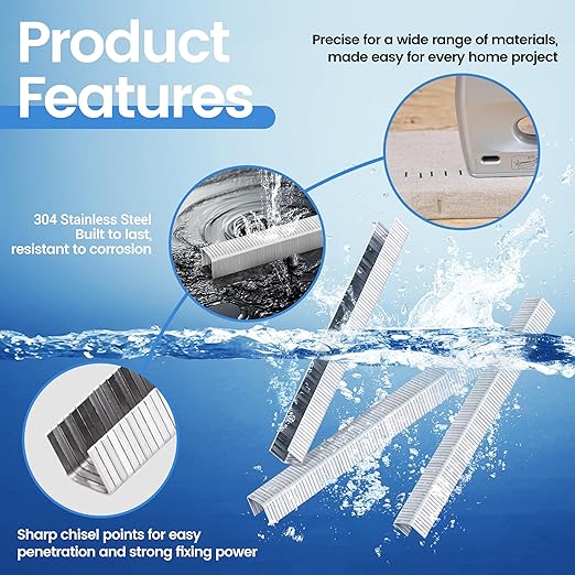 meite T-50 Stainless Steel Staples Marine, 9/16 Inch Heavy Duty Staples for Staple Gun - 20 Gauge 3/8 Inch Crown T-50 Upholstery Staple for Salt Water, Marine Applications (1 Case)