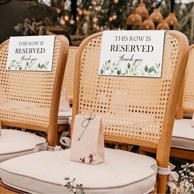 ChissNook Reserved Seating Chair Signs, This Row Is Reserved Pew Cloths Seating Placeholder for Church Pews, Wedding Decorations for Reception Parties Celebrations Event Meetings (Green, 4 PCS)