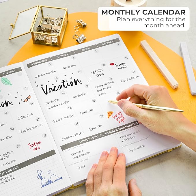 Clever Fox Planner PRO – Weekly & Monthly Life Planner to Increase Productivity, Time Management and Hit Your Goals, 8.5x11″ (Amber Yellow)