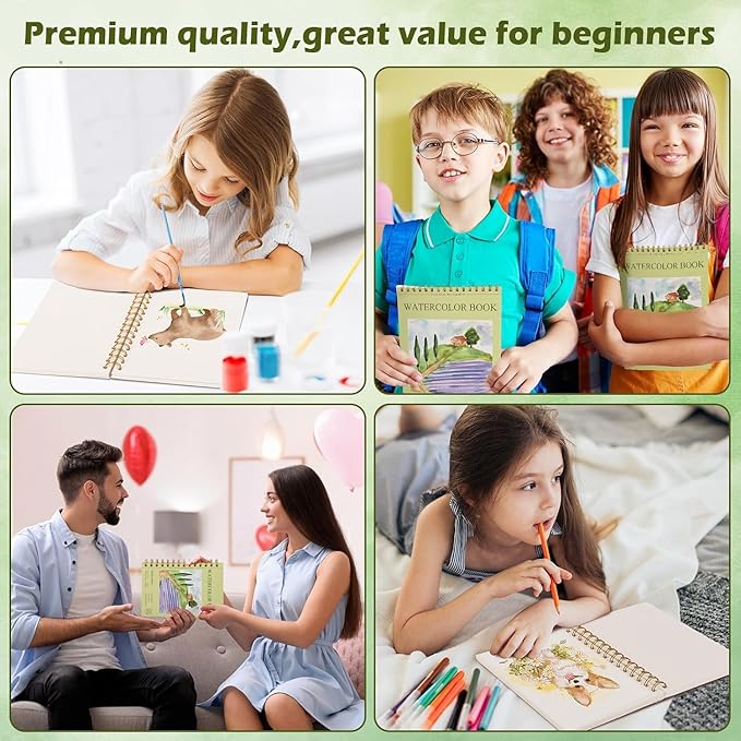 2-Packs Watercolor Paper Pad 3.5x5.5 Inch | 30 Sheets 140lb/300g,Spiral-Bound, Tear-Resistant & No-Bleed | Artist-Grade for Water Color Paper/Ink | Compact Travel Sketchbook (Adults,Beginners)