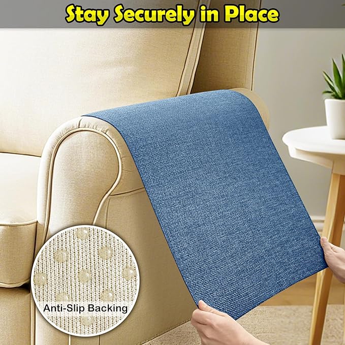 Couch Arm Covers, Waterproof Armrest Cover for Sofa, Armchair, Loveseat, Non-Slip Recliner Arm Cover, Sofa Arm Covers, Headrest Covers, Arm Chair Covers Set of 2 (Navy Blue, 24"×20")