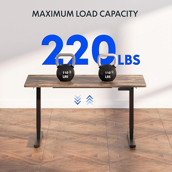 FLEXISPOT E6 3-Stage Dual Motor Electric Standing Desk 55 x 28 Sit Stand Up Desk, Holds 220 lbs, Adjustable Height w/Memory Presets, One-Piece Special Walnut Desktop & Black Frame, Ships in 2 Boxes
