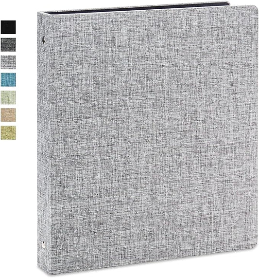 Vienrose 3 Ring Binder 1 Inch Round Rings with Linen Fabric Cover, Fits 8.5 x 11 Inch Paper, Durable Organizer for School, Office, Home, Recipes, Grey