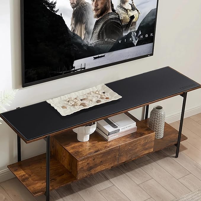 CENNBIE Console Table Cover, Leather Sofa Table Cover, Narrow Console Table Cover-Sofa Tables Narrow Long Cover, Applicable to Sofa Tables Behind Couch and TV Console Table (55.1 x 11.8in,Black)