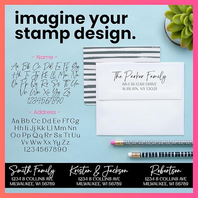 ExcelMark Personalized Return Address Stamp – Custom Self Inking Rubber Stamp (Medium, Santa Catalina)