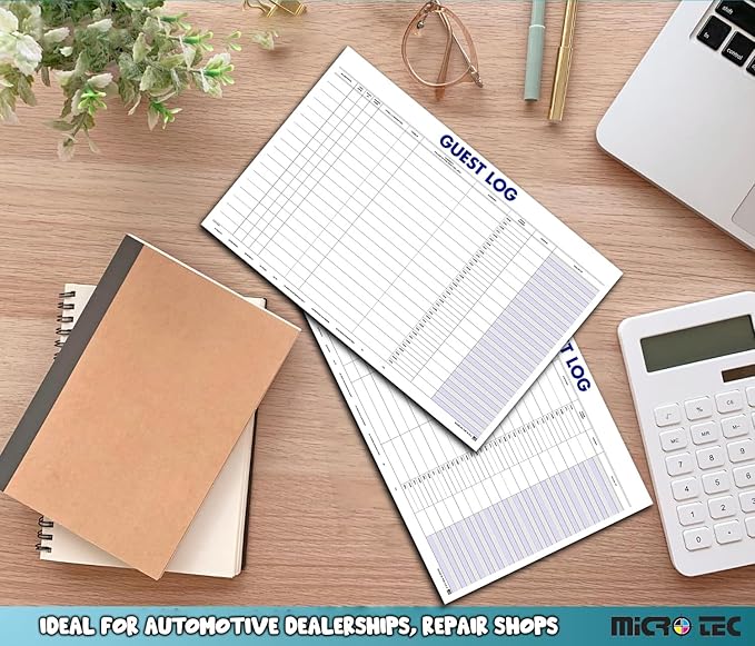 Guest Log Book for Automotive Dealerships – Customer Sign-in Tracking Log – 17" × 11" Visitor Registration Book – 100-Sheet Pad for Auto Service Centers, Repair Shops, Lead Management - 1 Pad