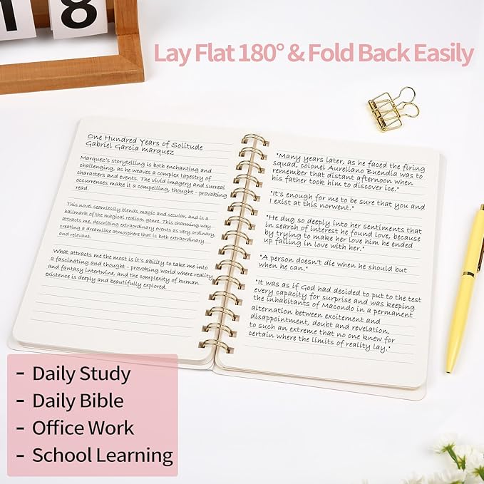 Spiral Notebook-5.75" x 8.125" College Ruled Journal with Inner Pockets and 160 Pages,PU Leather Cover Business Journal, Twin-Wire Binding Notebook Perfect for Office & Home School Supplies Brown
