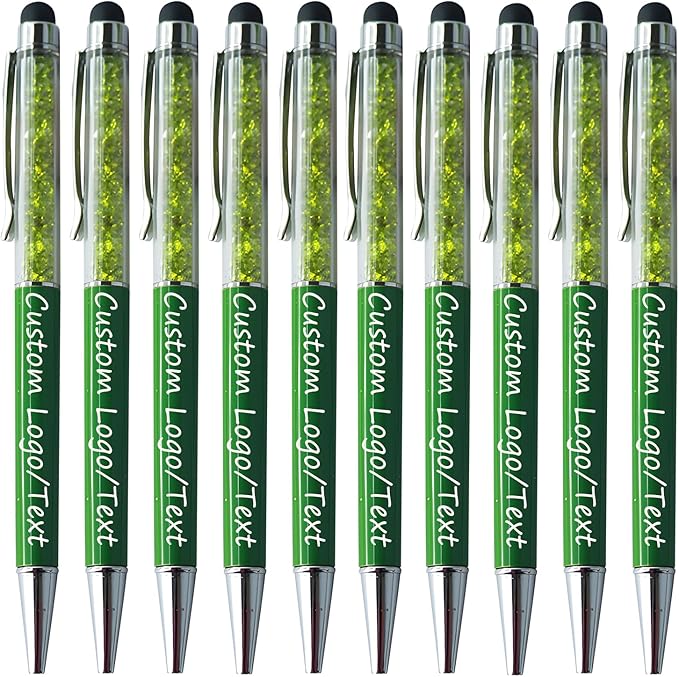 Yucold Customized Pens with Name/Logo - Touch Screen Stylus Ballpoint Pen, Perfect for Weddings, Business & Personalized Gifts (Military Green,50)