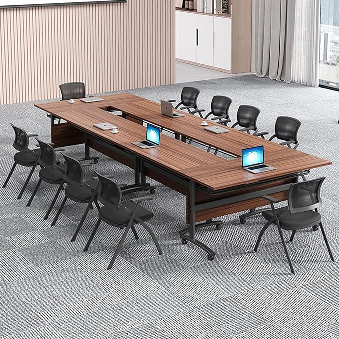 Conference Table Foldable Meeting Tables,Flip Top Mobile Training Table The folding conference table With Silent Wheels Is Convenient And Fast,Modern Mobile Meeting Tables (2pack 160*60*75)