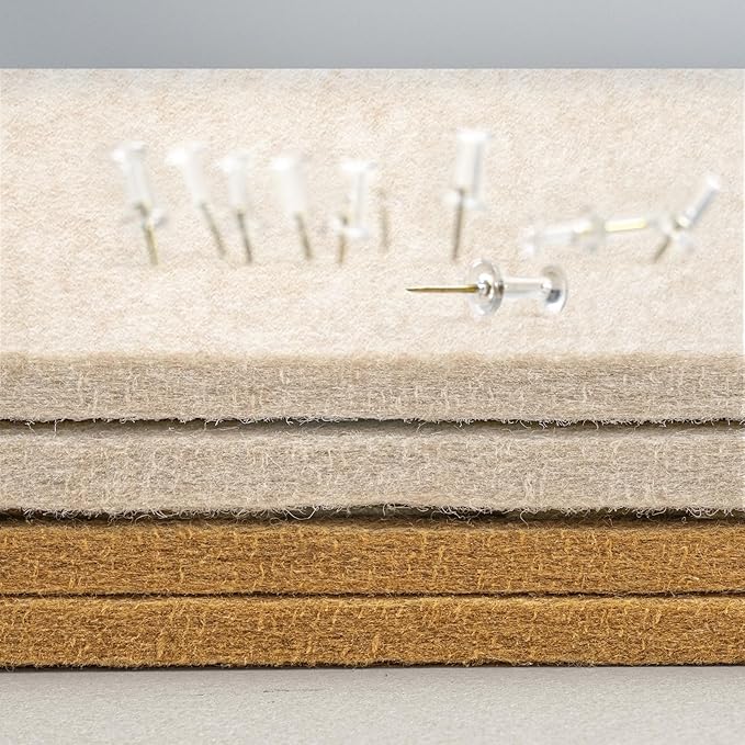 Large Bulletin Board - 48 x 36 Inches, Decorative Felt Pin Board for Wall - 4' x 3' Foldable Photo Display Board with Self-Adhesive Tape, Includes 20 Push Pins - Oatmeal