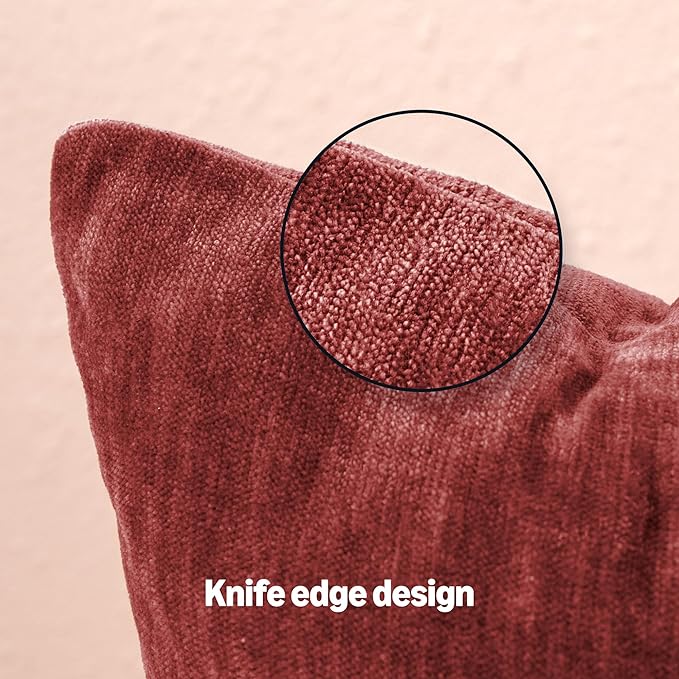 Amazon Basics Chenille Throw Pillow Covers, Home Decor Lumbar Cushion Cover for Bedroom Living Room Couch Bed, 12" W × 20" L, Burgundy