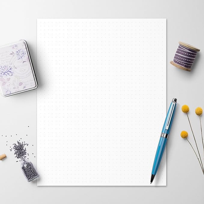 321Done Dot Grid Notepad – Dotted Graph Paper, Letter Size Large (8.5x11) – Made in USA – 50 Sheets Dotted for Bullet Planning Journaling Thick Paper 1/4 (0.25) Dots Notes Writing White