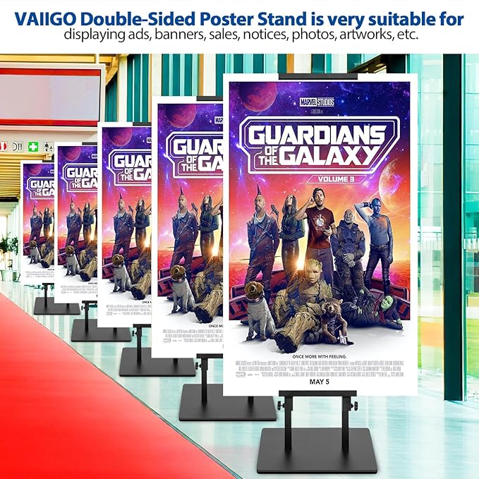 VAIIGO 4-Pack Poster Stand - Heavy Duty, Double-Sided, Adjustable Height Up to 80 inches, Outdoor Banner Stand - Black