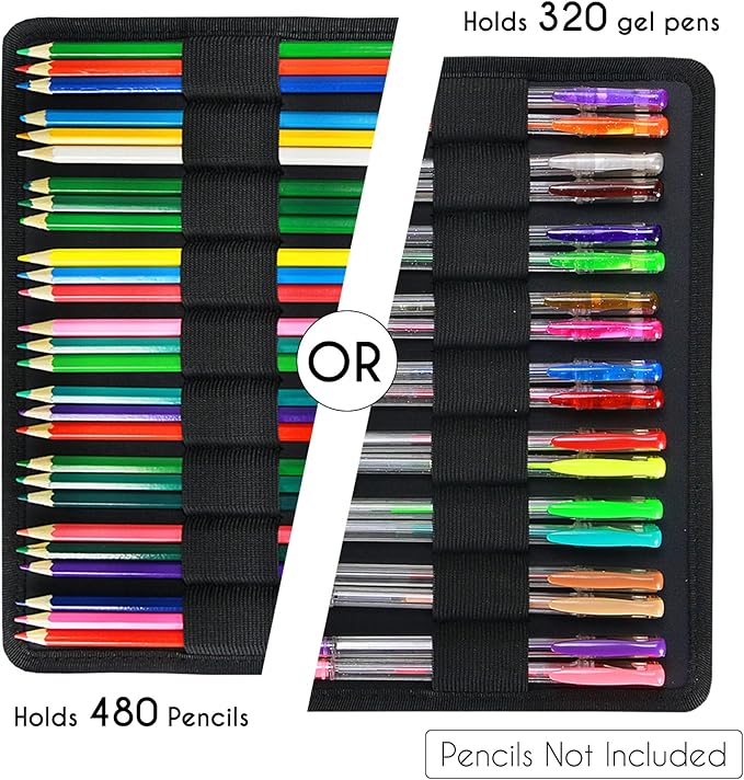 YOUSHARES Big Capacity Colored Pencil Case - 480 Slots large Pen Case Organizer with Multilayer Holder for Prismacolor Colored Pencils & Gel Pen (Green)