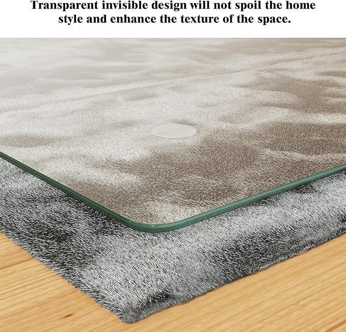 Koonmi Tempered Glass Chair Mat for Hardwood Floors & Carpets, 42" x 48“ Transparent Heavy Duty Office Floor Protector with Noise-Free Gliding Shatterproof for Home Office Desk