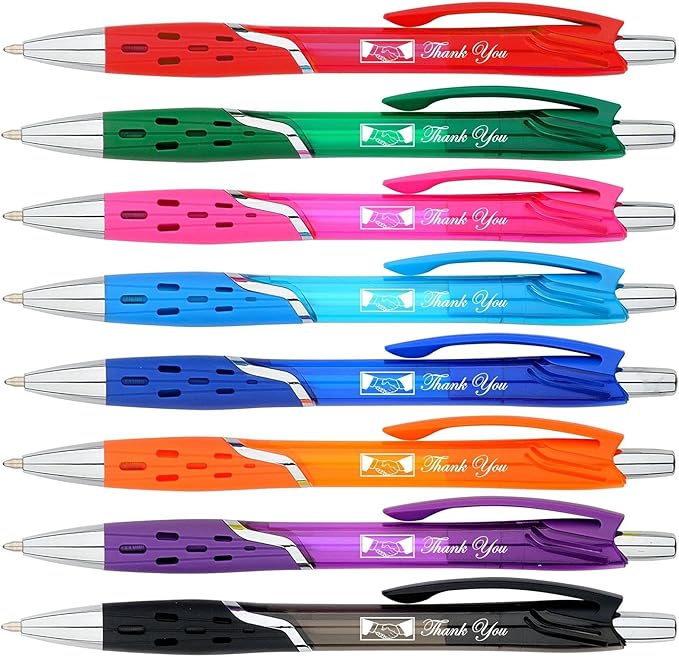 SyPen Personalized Ballpoint Pens With your Custom Logo or Text-300 Pack Bulk-for Businesses, Parties, and Events, Custom Printed, Vivid Colored Translucent Barrel, Click Pens, Black Ink, Pink Pens
