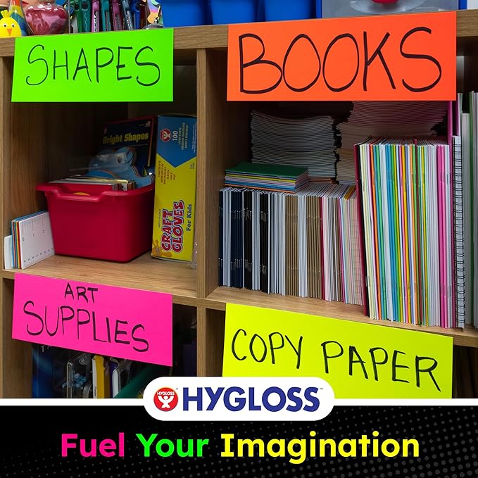 Hygloss Small Poster Board 4x11 - 50 Neon Yellow Single Color Poster Boards Bulk Pack - 10 Pt. Thickness Colored Poster Board Paper for Projects, Flash Cards, Signs - Posterboard Multipack 4" x 11"