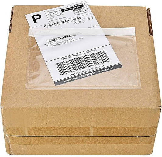 9527 Product 6" x 9" Clear Adhesive Top Loading Packing List Clear Shipping Pouches, Mailing/Shipping Label Envelopes (500 Pack)