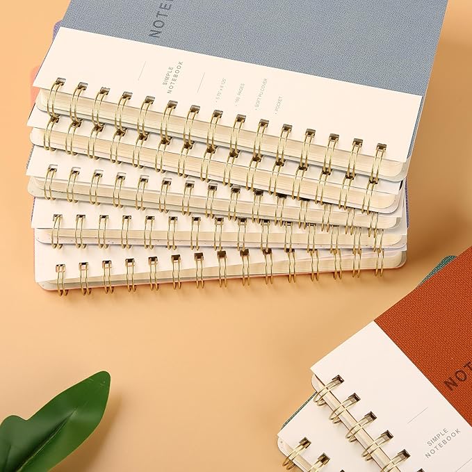 Spiral Notebook-5.75" x 8.125" College Ruled Journal with Inner Pockets and 160 Pages,PU Leather Cover Business Journal, Twin-Wire Binding Notebook Perfect for Office & Home School Supplies Reef Blue