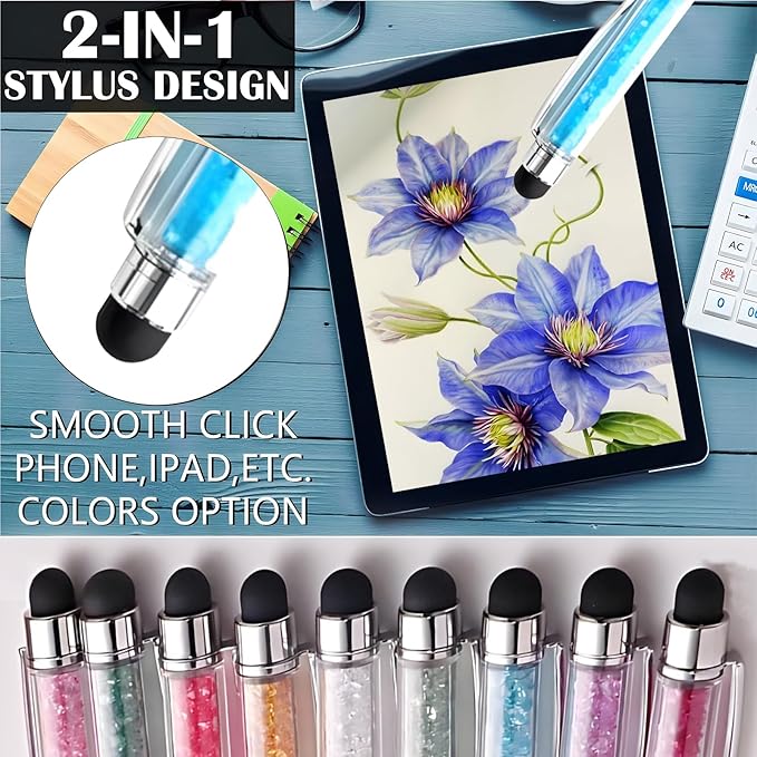 Yucold Customized Pens with Name/Logo - Touch Screen Stylus Ballpoint Pen, Perfect for Weddings, Business & Personalized Gifts (Lake blue,200)