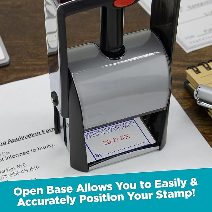 MaxMark Heavy Duty Self Inking Date Stamp with Phrase Overdue - 2 Color Blue/Red Ink