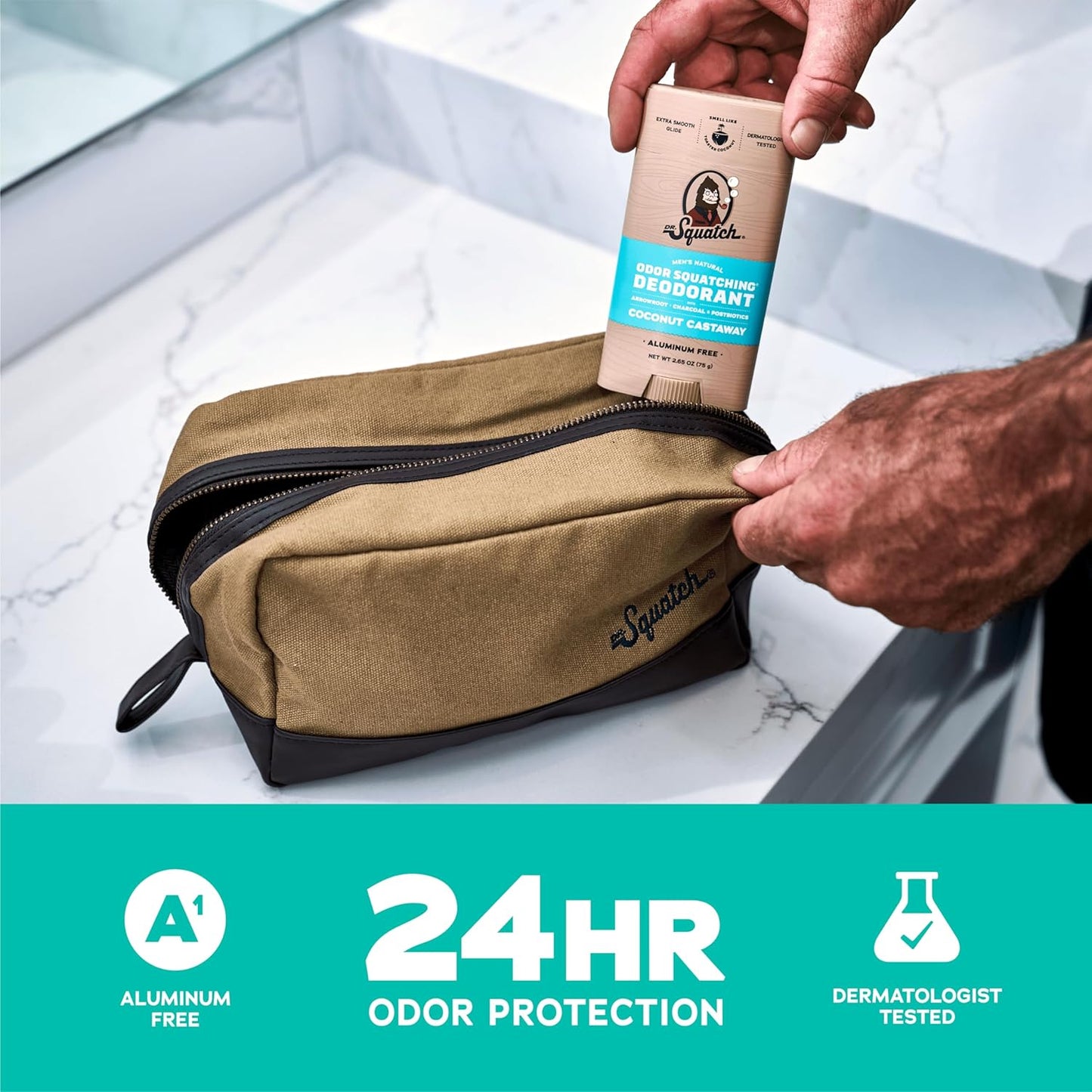 Dr. Squatch Natural Deodorant for Men - Odor-Squatching Aluminum Free - Coconut Castaway (2.65 oz, 3-Pack)
