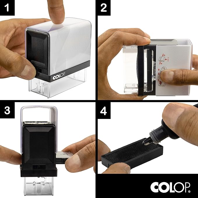 COLOP XXL Size Self Inking Custom Signature Stamp - Choose from Many Fonts & 15 Ink Colors