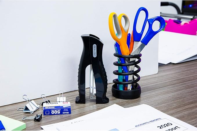 BAZIC Products Stand-Up Stapler w/500 Staples, Full Strip Size Standard (26/6), Black Durable Desktop Staplers, 48-Packs