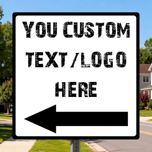 Custom Square Left Arrow Signs - 18 * 18 inches - Optional reflective，High-definition arrow, for parking lots 、 corridors、basement