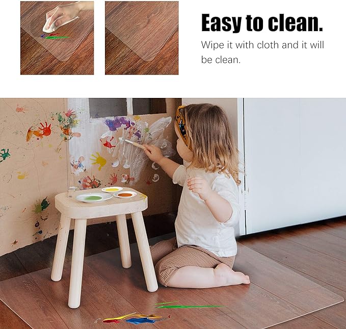 Kuyal Clear Chair Mat, Hard Floor Use, 48" X 59" Transparent Office Home Floor Protector mat Chairmats (48" X 59" Rectangle)