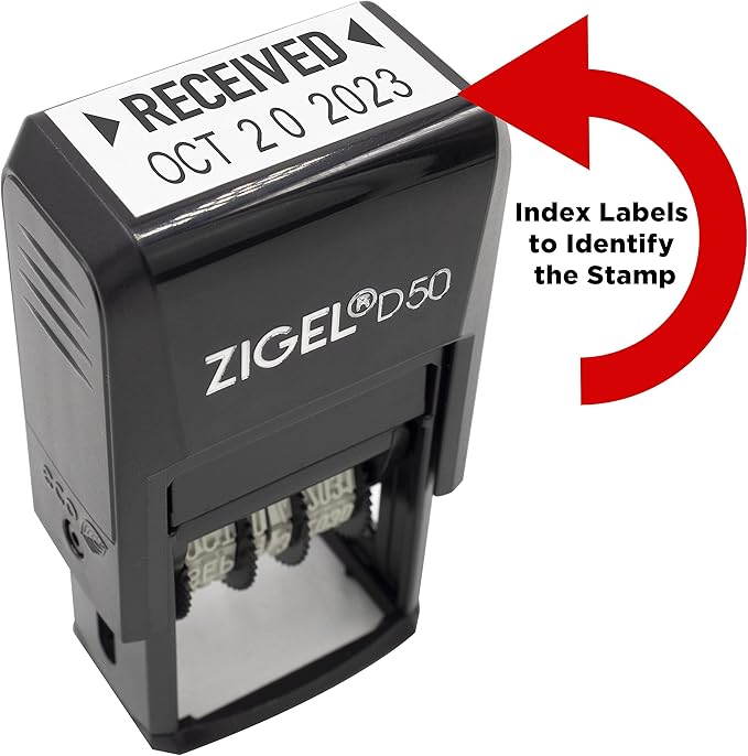 ZIGEL D50 Date Stamp with Posted - Self Inking Date Stamp - Black