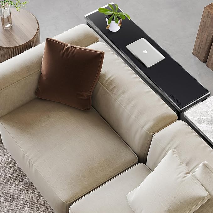 CENNBIE Console Table Cover, Leather Sofa Table Cover, Narrow Console Table Cover-Sofa Tables Narrow Long Cover, Applicable to Sofa Tables Behind Couch and TV Console Table (55.1 x 11.8in,Black)