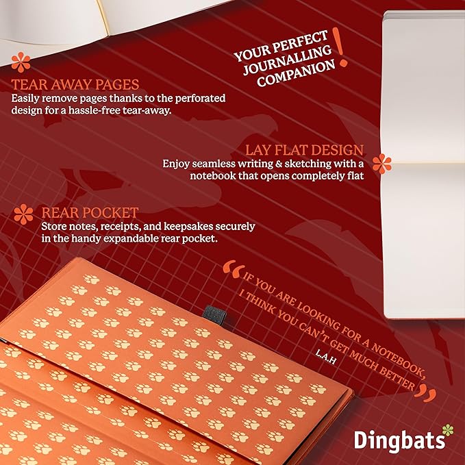 Dingbats* Wildlife Dotted Extra Large A4 Writing Journal Notebook - PU Leather Hardcover - Ideal for Work, Office - Pocket, Elastic Closure, Bookmark