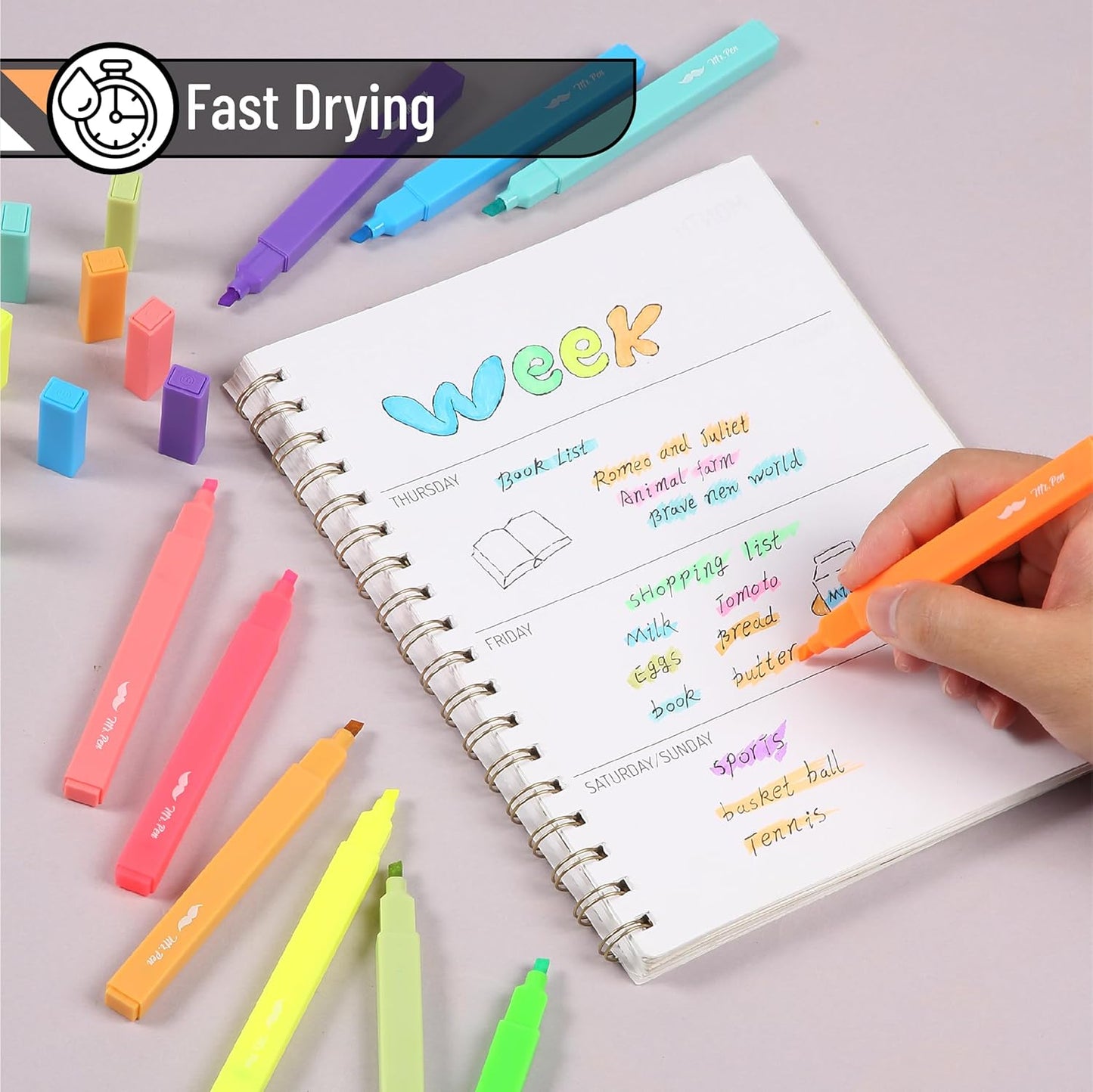 Mr. Pen- Aesthetic Highlighters, 10 Pack, Chisel Tip, Vibrant Colors, Cute Highlighters Assorted Colors, Back to School Supplies