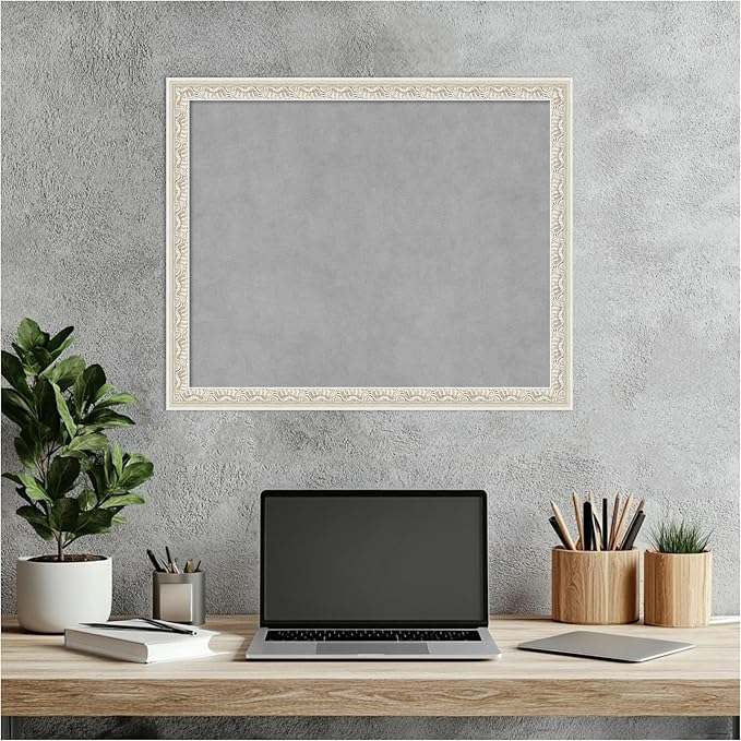 Amanti Art Silver Framed Magnetic Board 18x22 Small Vision Board for use with Magnets, 100% Metal Sheet to Display Items as Office Decor or for Home Organization in mudroom, Kitchen or Kids Room