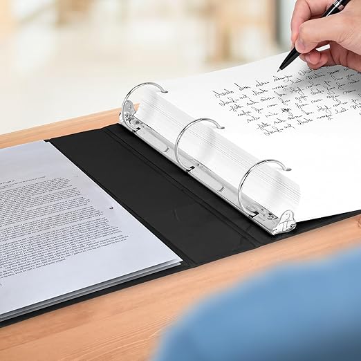Samsill 1.5 Inch 3 Ring Binders, Made in USA, Economy Round Ring, Clear View Cover, 325 Sheet Capacity - for School, Home, Office - Black, 6 Pack
