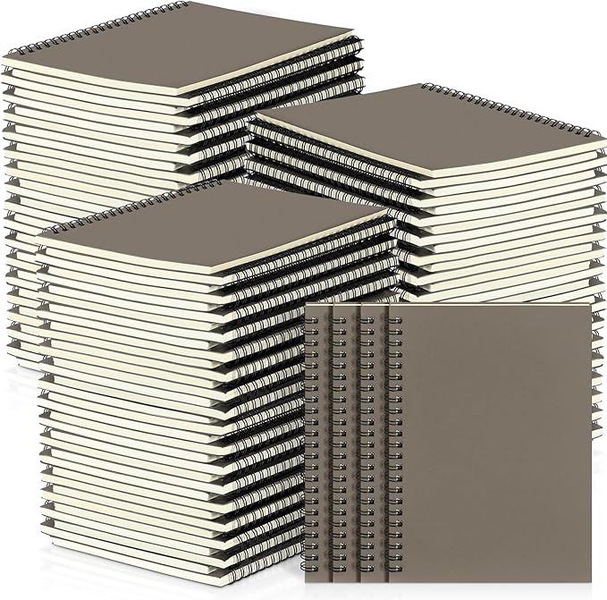 Yahenda 54 Pcs Spiral Notebook Bulk A5 Journal Lined 8.3'' x 5.5'' Writing Composition Paper Small Notepad Subject Notebook for Students Office Business Back to School Supplies (Dark Gray)