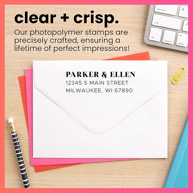 ExcelMark Personalized Return Address Stamp – Custom Self Inking Rubber Stamp (Large, The Statement)
